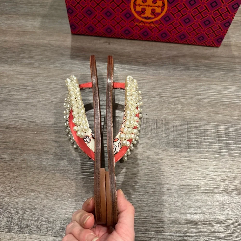 Tory Burch Tatiana Pearl Detail Hicks Garden Fresh Thong Sandals